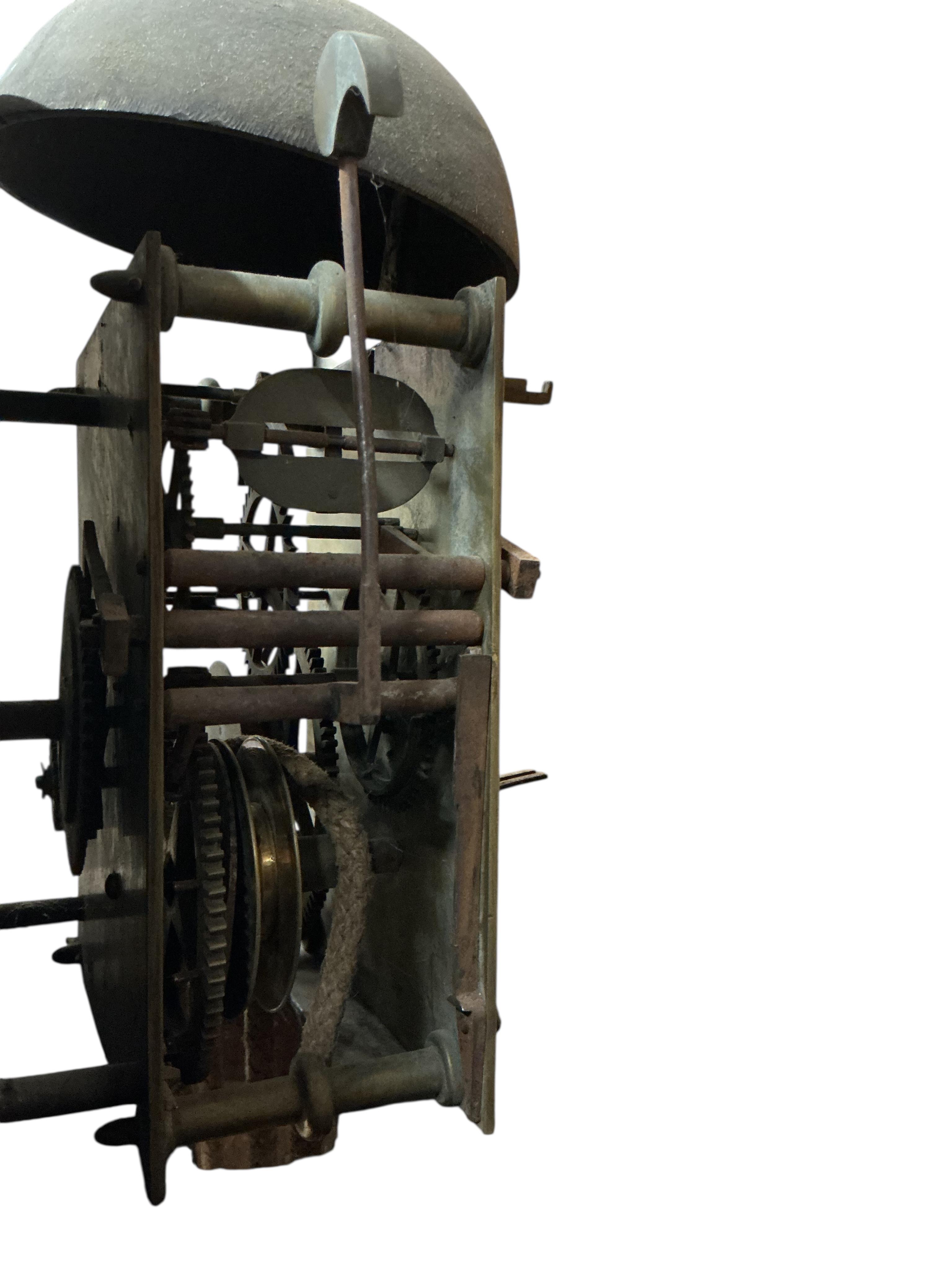 An early 19th century pine thirty hour longcase clock, height 208cm
